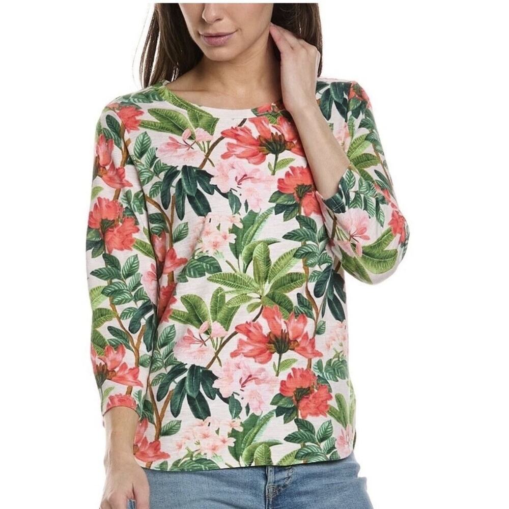 Tommy Bahama 100% Cotton Ashby Isles Faraway Blooms Knit Top S Tropical Heavenly